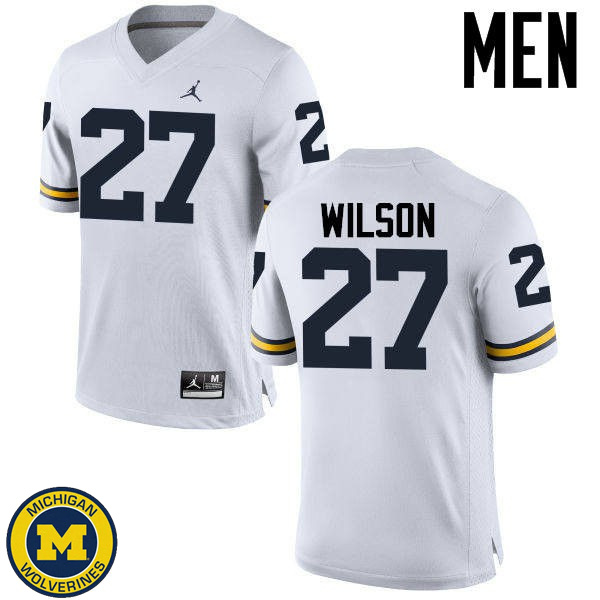 Men Michigan Wolverines #27 Tru Wilson White Official Game Jersey